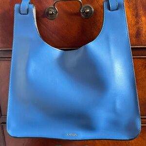 Lodis Blue Vegan Leather Shoulder Bag Tote | Minimalist Classic